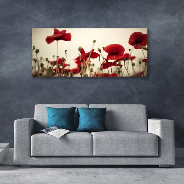 Tablou pe panza canvas Maci Floral Roșu Gri Verde