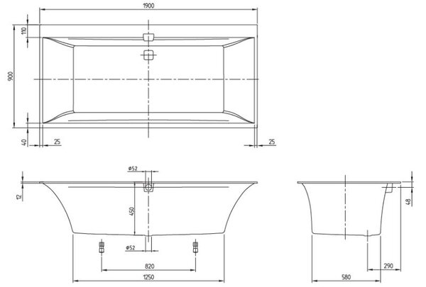 Villeroy & Boch Squaro Edge 12 cada dreptunghiulară 190x90 cm alb UBQ190SQE2DV-01