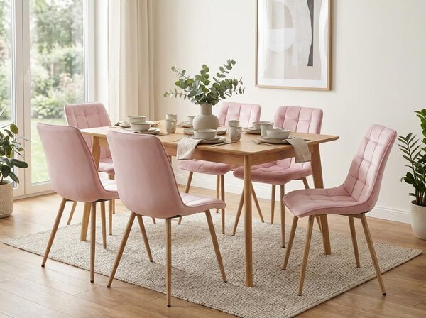 Scaun de masa SPLIT VELVET, roz deschis