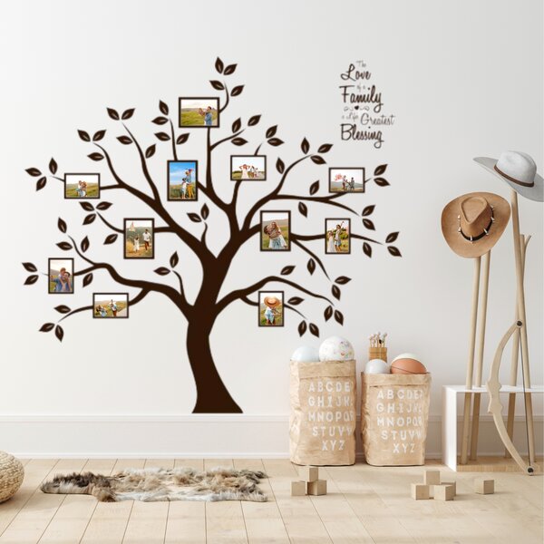 Autocolant de perete "Arbore cu fotografii 3 - culoare maro" 185x215cm