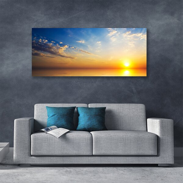 Tablou pe panza canvas Sunrise Sea Nori Peisaj Albastru Portocaliu