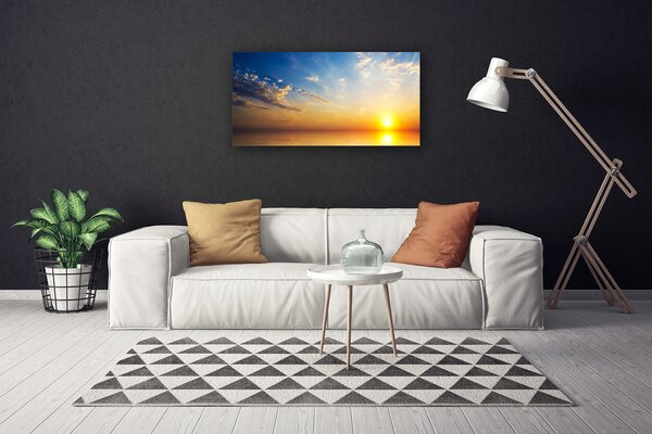 Tablou pe panza canvas Sunrise Sea Nori Peisaj Albastru Portocaliu