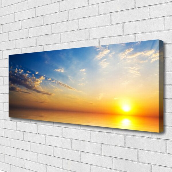 Tablou pe panza canvas Sunrise Sea Nori Peisaj Albastru Portocaliu