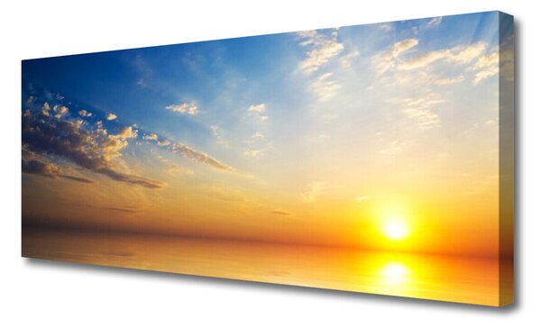Tablou pe panza canvas Sunrise Sea Nori Peisaj Albastru Portocaliu