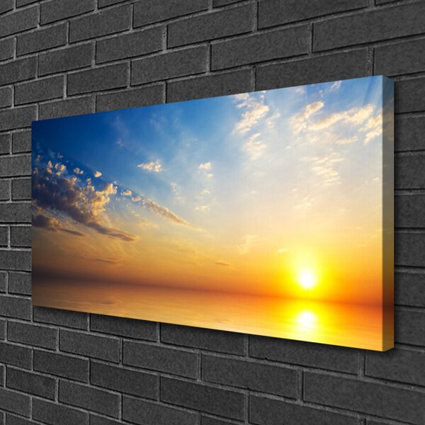Tablou pe panza canvas Sunrise Sea Nori Peisaj Albastru Portocaliu