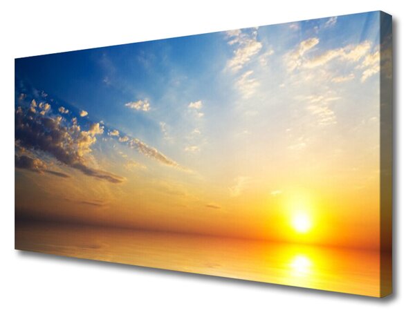 Tablou pe panza canvas Sunrise Sea Nori Peisaj Albastru Portocaliu