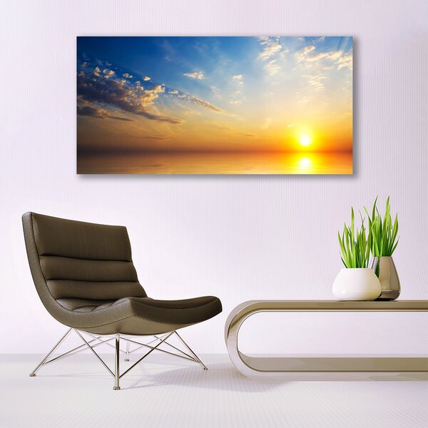 Tablou pe panza canvas Sunrise Sea Nori Peisaj Albastru Portocaliu