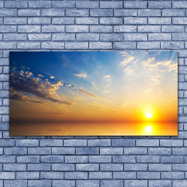 Tablou pe panza canvas Sunrise Sea Nori Peisaj Albastru Portocaliu