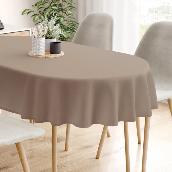 Goldea față de masă 100% bumbac - maro cafea - ovală 140 x 180 cm