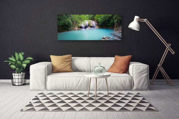 Tablou pe panza canvas Cascada Pădurea Lacul Albastru Verde Natura