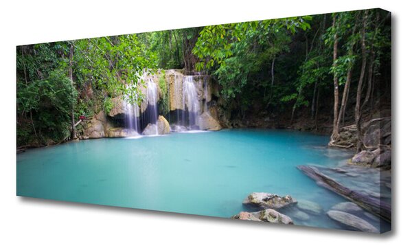 Tablou pe panza canvas Cascada Pădurea Lacul Albastru Verde Natura