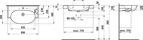 Laufen The New Classic lavoar 80x48 cm semicircular clasică-mobilier alb luciu H8138554001081