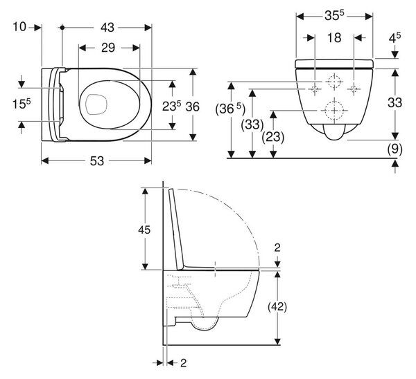 Geberit iCon set vas și capac agăţat fără margine alb 501.664.00.8