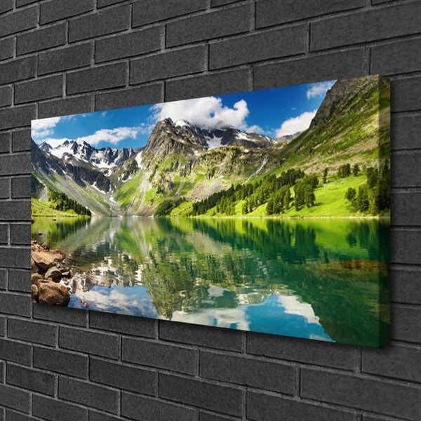 Tablou pe panza canvas Mountain Lake Peisaj verde albastru