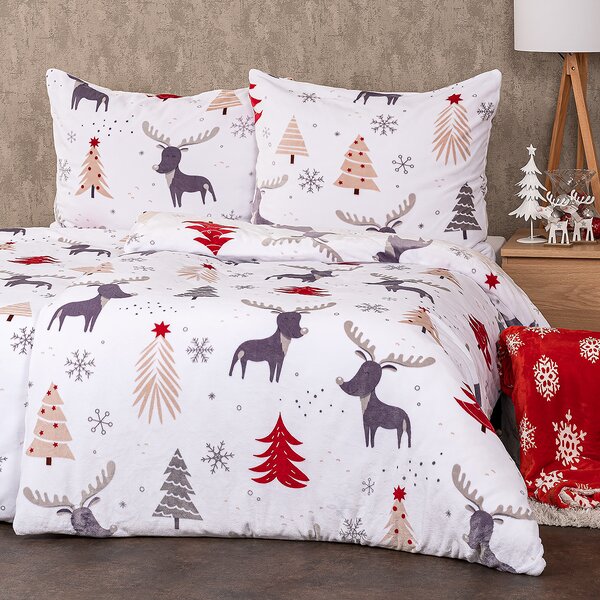 Lenjerie de pat din micro-flanelă 4Home Cute reindeer, 160 x 200 cm, 70 x 80 cm