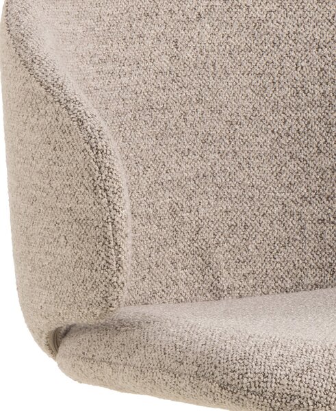 MAZZONI EXPORT NELA Bej Latte (material Monza 60)/picioare bej - SCAUN MODERN BOUCLÉ ROTATIV TAPIȚAT PENTRU SALON/LIVING/BIROU BOHO