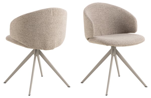 MAZZONI EXPORT NELA Bej Latte (material Monza 60)/picioare bej - SCAUN MODERN BOUCLÉ ROTATIV TAPIȚAT PENTRU SALON/LIVING/BIROU BOHO
