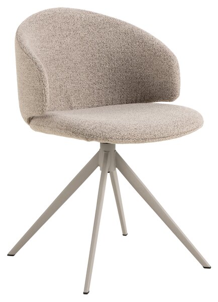 MAZZONI EXPORT NELA Bej Latte (material Monza 60)/picioare bej - SCAUN MODERN BOUCLÉ ROTATIV TAPIȚAT PENTRU SALON/LIVING/BIROU BOHO