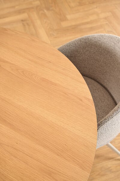 MAZZONI EXPORT NELA Bej Latte (material Monza 60)/picioare bej - SCAUN MODERN BOUCLÉ ROTATIV TAPIȚAT PENTRU SALON/LIVING/BIROU BOHO