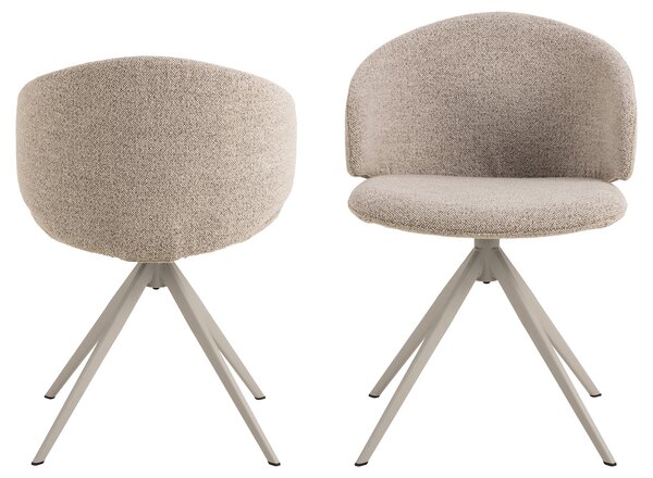 MAZZONI EXPORT NELA Bej Latte (material Monza 60)/picioare bej - SCAUN MODERN BOUCLÉ ROTATIV TAPIȚAT PENTRU SALON/LIVING/BIROU BOHO
