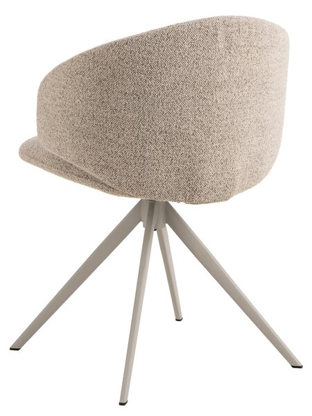 MAZZONI EXPORT NELA Bej Latte (material Monza 60)/picioare bej - SCAUN MODERN BOUCLÉ ROTATIV TAPIȚAT PENTRU SALON/LIVING/BIROU BOHO