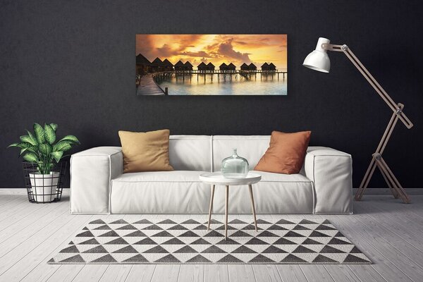 Tablou pe panza canvas South Sea Case de vacanță Arhitectură Albastru Roșu