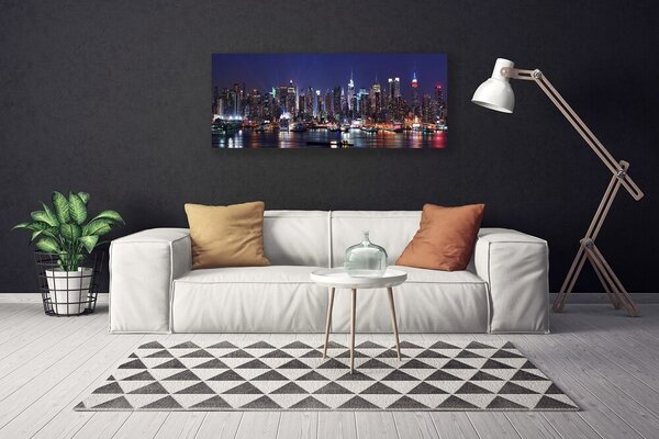 Tablou pe panza canvas Skyscraper Oraș Case Albastru Negru Multi