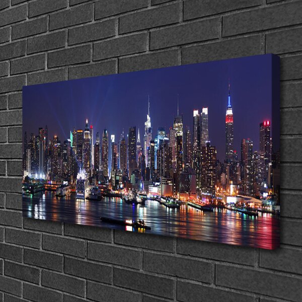 Tablou pe panza canvas Skyscraper Oraș Case Albastru Negru Multi
