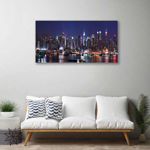 Tablou pe panza canvas Skyscraper Oraș Case Albastru Negru Multi