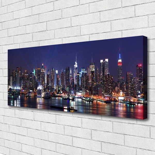 Tablou pe panza canvas Skyscraper Oraș Case Albastru Negru Multi