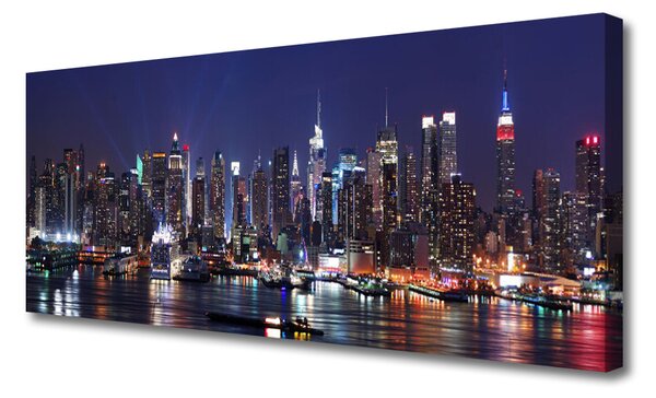 Tablou pe panza canvas Skyscraper Oraș Case Albastru Negru Multi