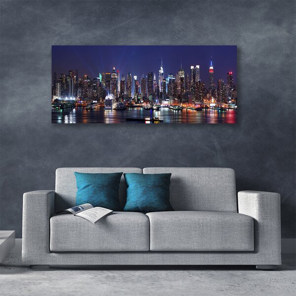 Tablou pe panza canvas Skyscraper Oraș Case Albastru Negru Multi