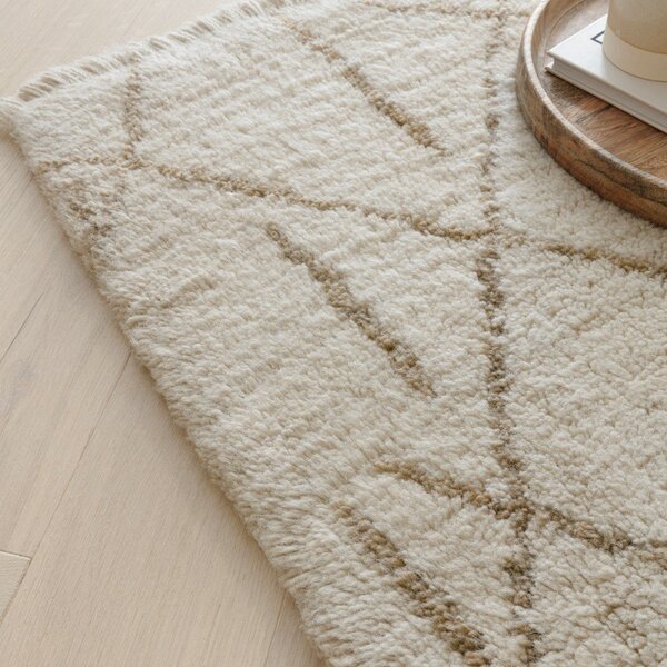 Covor crem lavabil, țesut manual din lână 120x170 cm Azera Crosshatch – Asiatic Carpets