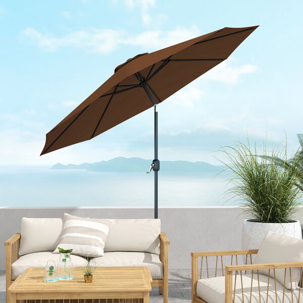 Outsunny Umbrelă de Grădină Inclinabilă 3x2.45m, Poliester Impermeabil, Cafea | Aosom Romania