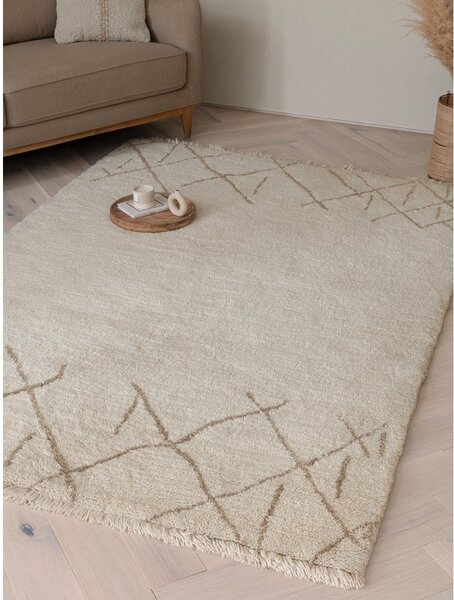 Covor crem lavabil, țesut manual din lână 120x170 cm Azera Crosshatch – Asiatic Carpets