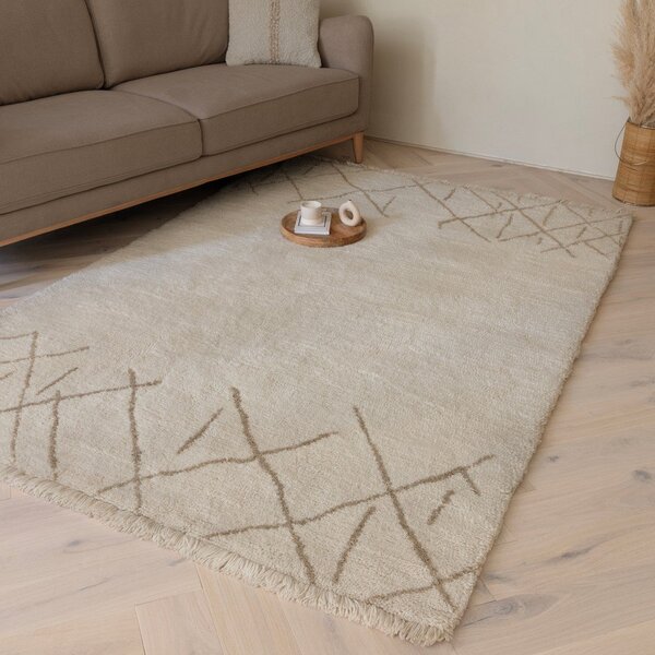Covor crem lavabil, țesut manual din lână 120x170 cm Azera Crosshatch – Asiatic Carpets