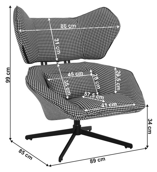 KONDELA Scaun pivotant de lux, cu model / negru, KAILAN
