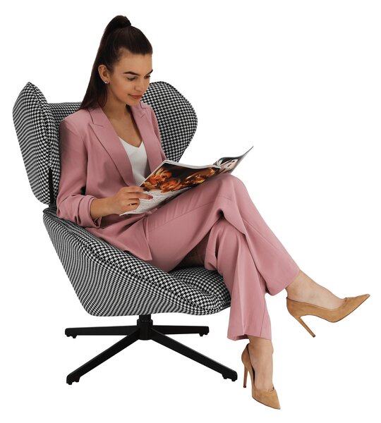 KONDELA Scaun pivotant de lux, cu model / negru, KAILAN