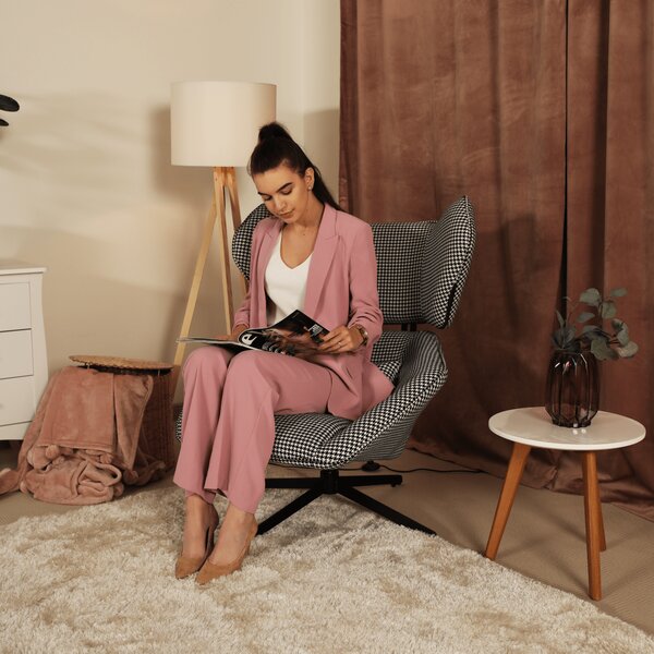 KONDELA Scaun pivotant de lux, cu model / negru, KAILAN