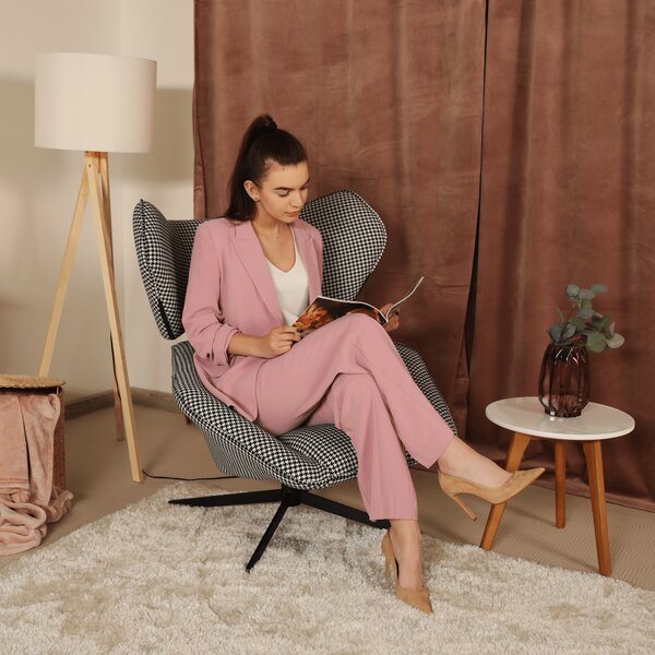 KONDELA Scaun pivotant de lux, cu model / negru, KAILAN