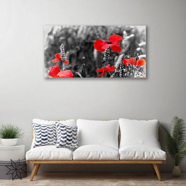 Tablou pe panza canvas Maci Floral Roșu Gri