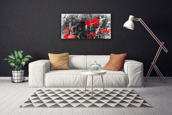 Tablou pe panza canvas Maci Floral Roșu Gri