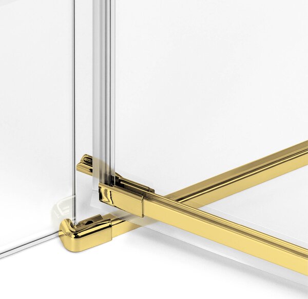 New Trendy Avexa Gold Brushed cabină de duș 90x90 cm pătrat auriu periat/sticlă transparentă EXK-1744