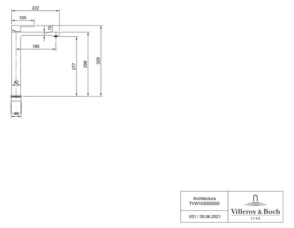 Villeroy & Boch Architectura baterie lavoar stativ crom TVW10300500061