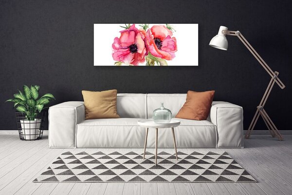 Tablou pe panza canvas Flori acuarelă Floral Roșu Roz Verde
