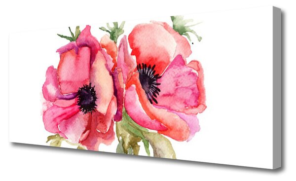 Tablou pe panza canvas Flori acuarelă Floral Roșu Roz Verde