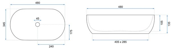 Rea Amelia, chiuveta blat 480x345x135 mm, alb lucios, REA-U0416
