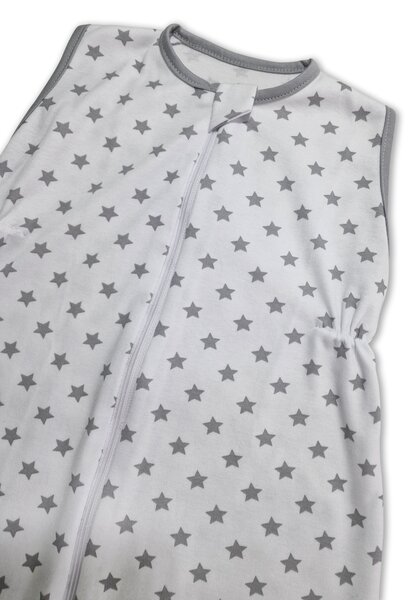 Sac dormit copii de vara 0-18 luni Kidizi White Grey Stars, 80 cm, 0.5 tog