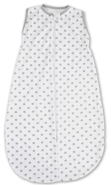 Sac dormit copii de vara 0-18 luni Kidizi White Grey Stars, 80 cm, 0.5 tog