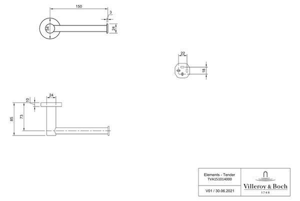 Villeroy & Boch Elements Tender suport pentru hârtie igienică crom TVA15101400061